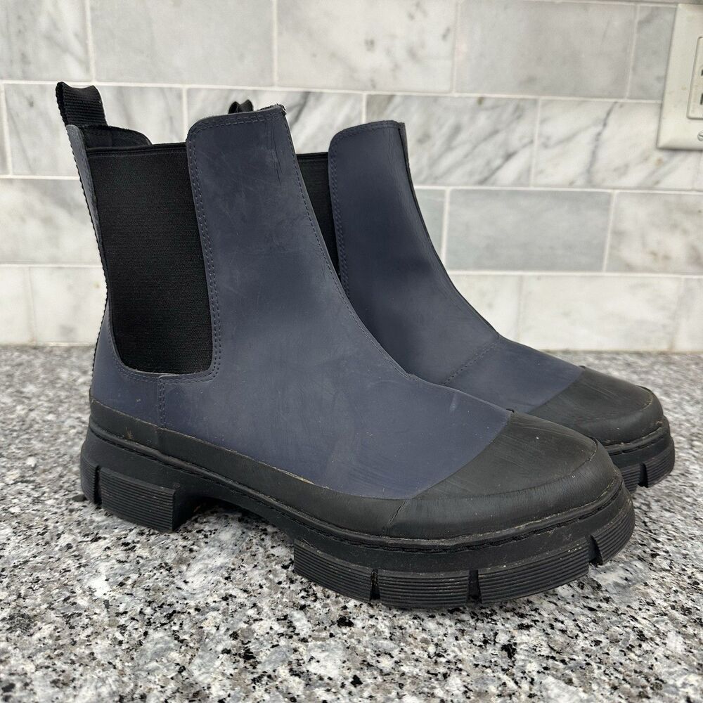 Blondo Helga Waterproof Winter Rain Chelsea Boots Navy 10 M Lug Soles